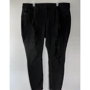 Torrid Women Premium Bombshell Skinny Distressed Black Ankle Denim Jeans Sz 22 S